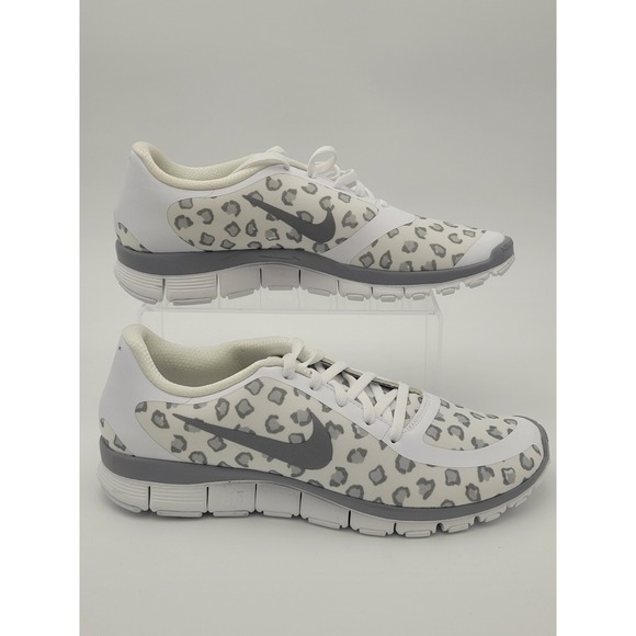 Nike Shoes - Nike Free Run 5.0 Womens Sz 12 White Wolf Grey Pure Platinum Blanc Snow Leopard‎